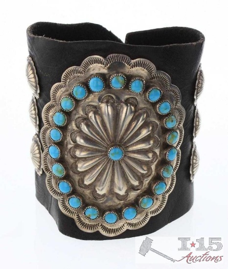 Old Pawn Turquoise Sterling Arm Guard, 70.2g