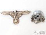 German World War II Waffen SS Officers Visor Cap Eagle & Skull