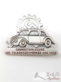 German World War II 1938 Volkswagen VW Ground Breaking Plant Badge