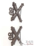 Pair of US World War I Army 89 th Field Artillery Officers Collar Insignia.