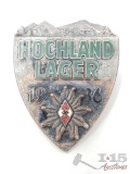 German World War II 1936 Silver Hitler Youth HJ Hochland Lager Alpine Badge