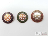 Three German World War II Volksbund Swastika Party Badges.
