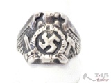 Sterling Silver German World War II Army Officers Eagle and Swastika Finger Ring