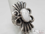 Leroy James Sterling Silver White Buffalo Ring, 19.2g