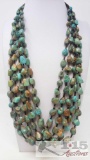 Vintage Turquoise Nugget & Heishe Multi Strand Necklace