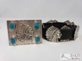Sterling Silver and Turquoise Chief Concho Belt, 294.6g
