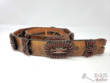 Stunning Vintage Authentic Navajo Sterling Silver and Red Coral Concho Belt