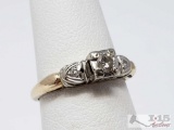 14k Gold Diamond Ring, 2.1g