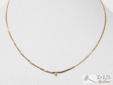 14k Gold Necklace with Diamond, 1.7g
