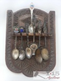 Five Sterling Silver Collector Spoons and Two Other Collector Spoons