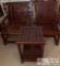 Two Chairs and End Table Hand- Carved from very heavy Merbau exotic Wood