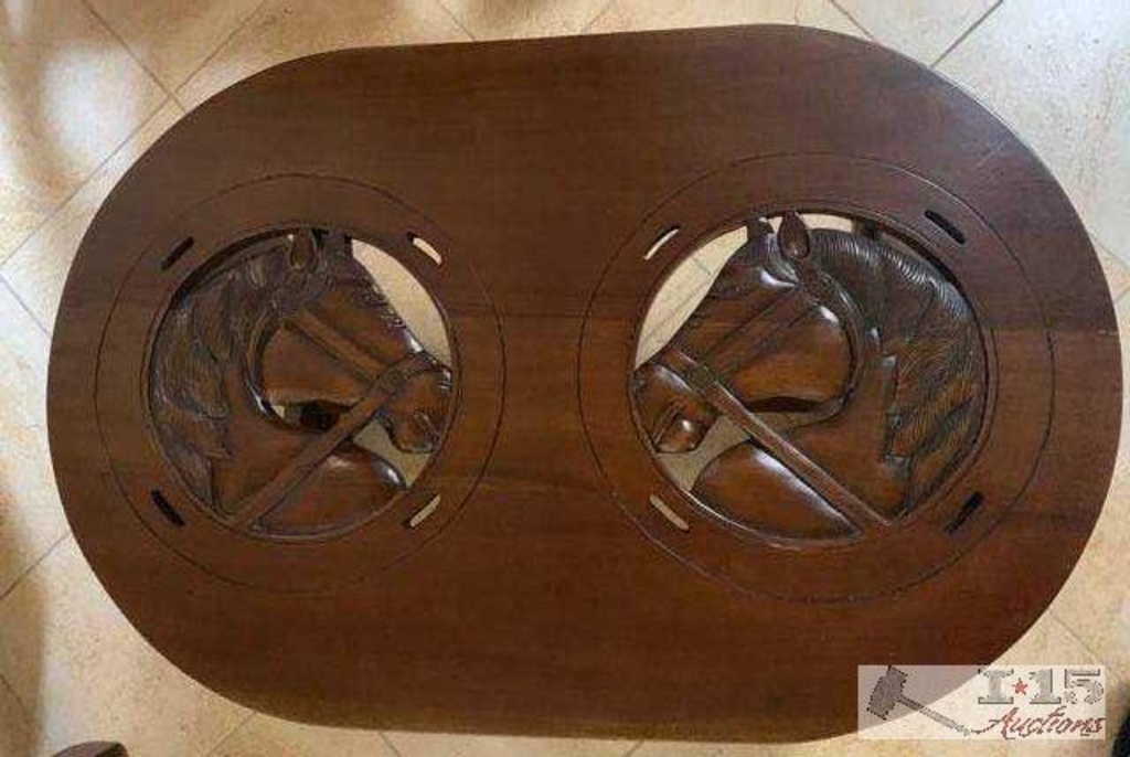 Red Mahogany Glass Top Coffee Table