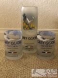 Handmade Grey Goose Glasses and Bottle