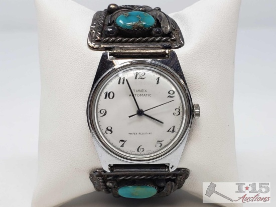 Timex Watch with Turquoise Stones