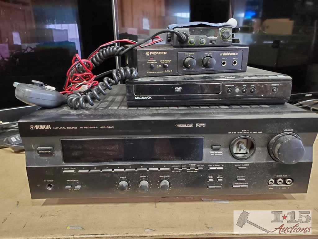 Yamaha AV Reciever, Magnavox DVD Player, Pioneer Karaoke Mixer and Radioshack CB Radio