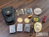 Military Zippo Lighters, Handcuffs, La Societe des Quarante Hommes Coins and More