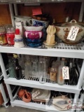 Assorted Glassware, Decanters, Bottles, Mixing Bowls and More