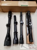 4 Scopes, Bushnell, Redfield, Weaver, and Daisy. Vintage Leupold Box