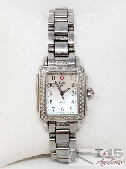Michele Deco Mini Ladies Watch with Diamonds Bezel and Band (New Battery )