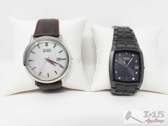 2 Citizen Eco-Drive Watches with Stainless Steel Backing