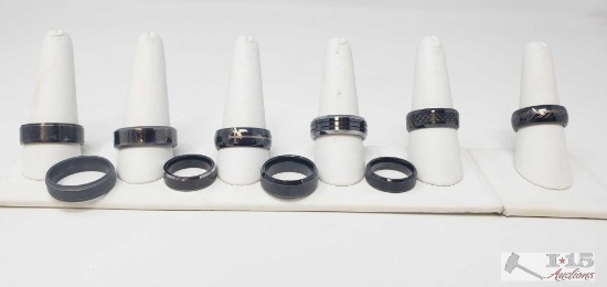 10 Assorted Dark Metal Rings