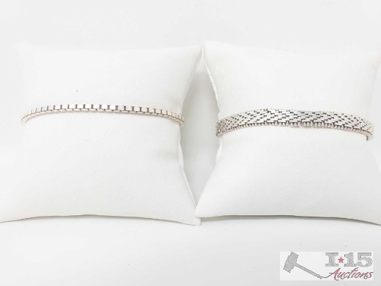 2 Sterling Silver Chain Bracelets, 19.9g