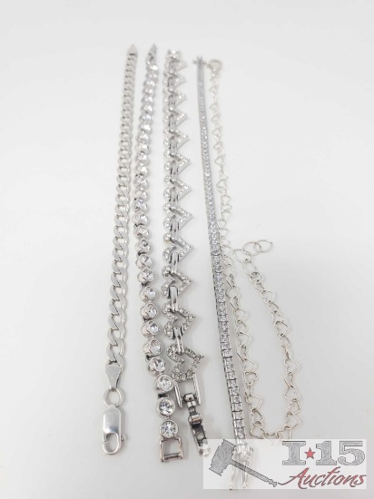 2 Swarovski Bracelets, Sterling Silver Bracelet and 2 other Bracelets, 57g