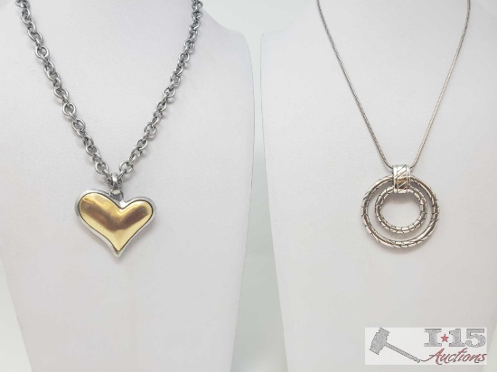 2 Necklaces with Heart and Brighton Circle Pendant Necklace