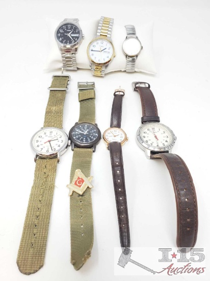 7 Timex Watches with Stainless Steel Backs