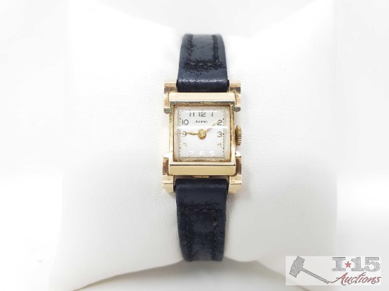 Aerni 14k Gold Watch with Kreisler Genuine Suede