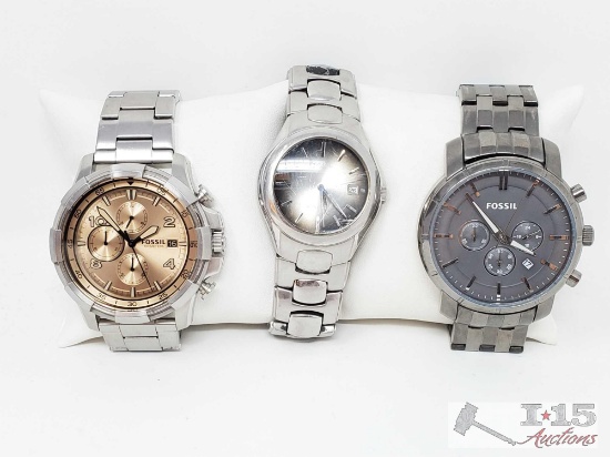 3 Stainless Steel Fossil Watches