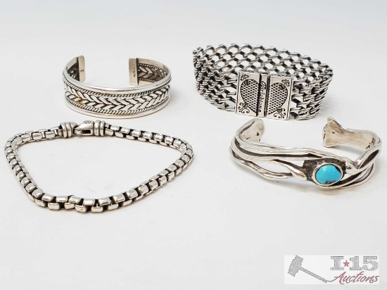 4 beautiful sterling silver bracelets