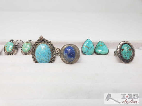 Sterling Silver Earrings, Necklace and Rings 58.6g