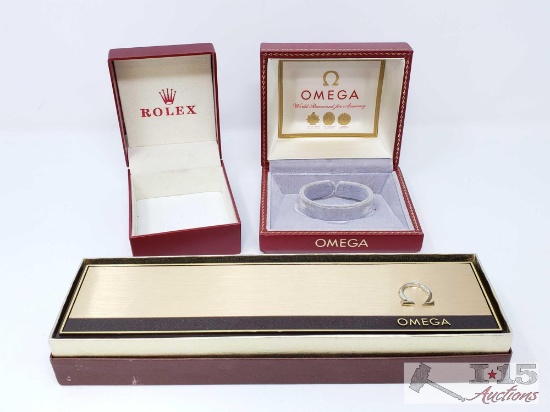 Two Omega Watch Boxes and a Rolex Box