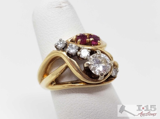 14k Gold Diamond Ring with Gemstones, 8.3g