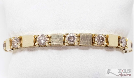 14k Gold Round Brilliant Cut Diamond Tennis Bracelet, 29.9g Price Est. $14,510.00
