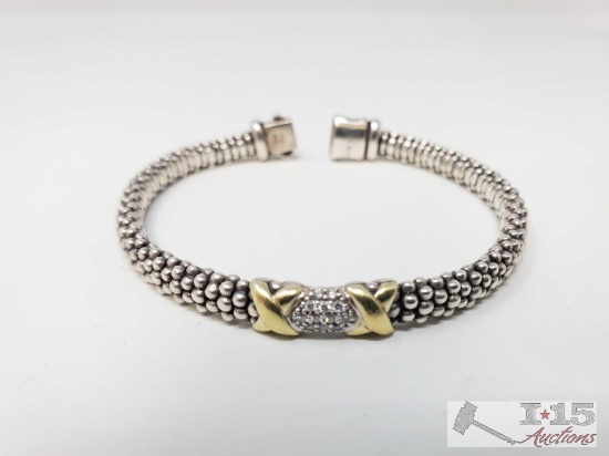 Lagos 18k gold with Diamonds Sterling Silver Bracelet, 24g