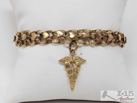 14k Gold Bracelet with Charm, 11.9g