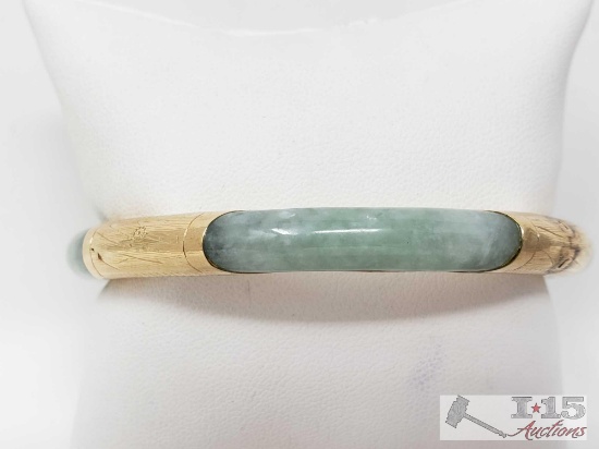 14k Gold and Jade Bangle Bracelet, 22.9g