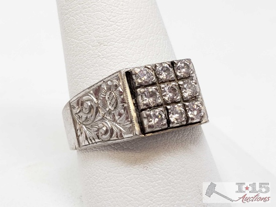 Diamond Ring with Floral Engraving