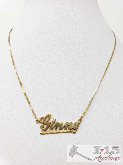 14k Gold Name Necklace with Diamond, 4.9g