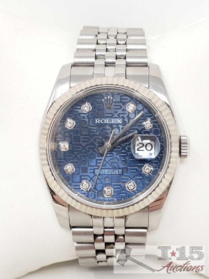 Authenticated Rolex Datejust 36 Bluedial Fluted Bezel Jubilee Bracelet Watch 16234 Est. $9,800.00