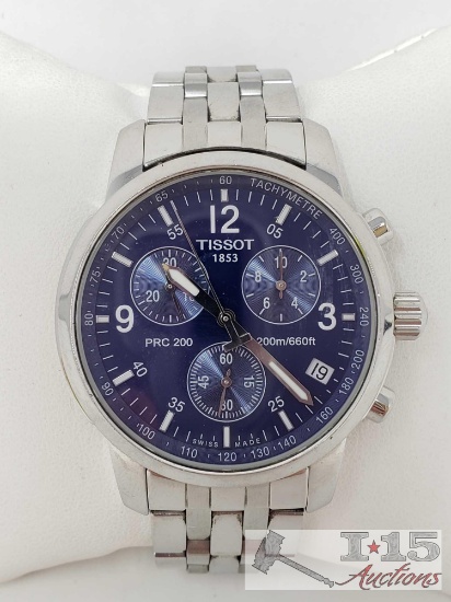 TISSOT T-Sport PRC 200 T17.1.586.42 BLUE Wristwatch T461 Chronograph Men's W/ New Battery