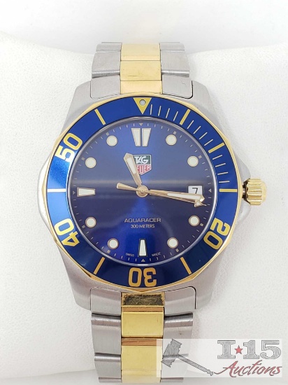 Tag Heuer Aquaracer Tag Heuer WAB1120.REQ0005 BLUE GOLD Aquaracer Watch Mens Professional SS 2-Tone