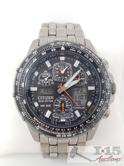Men's Citizen Eco-Drive SkyHawk Stainless Steel Watch ,WR200