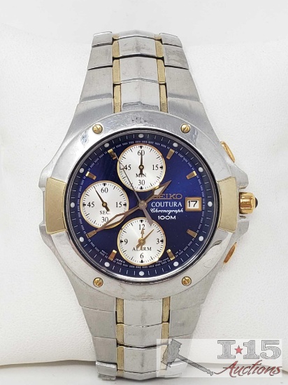 Seiko Coutura Watch with Blue Face with New Battery