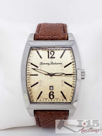 Tommy Bahama Watch with Leather Band and New Battery