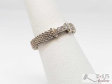 Tiffany Sterling Silver Diamond Narrow Somerset Ring, 2.2g