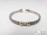 Lagos 18k gold with Diamonds Sterling Silver Bracelet, 24g
