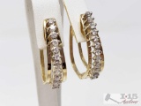 14k Gold Round Brilliant Cut Hoop Diamond Earrings, 10.5g Est. Price $3,500.00